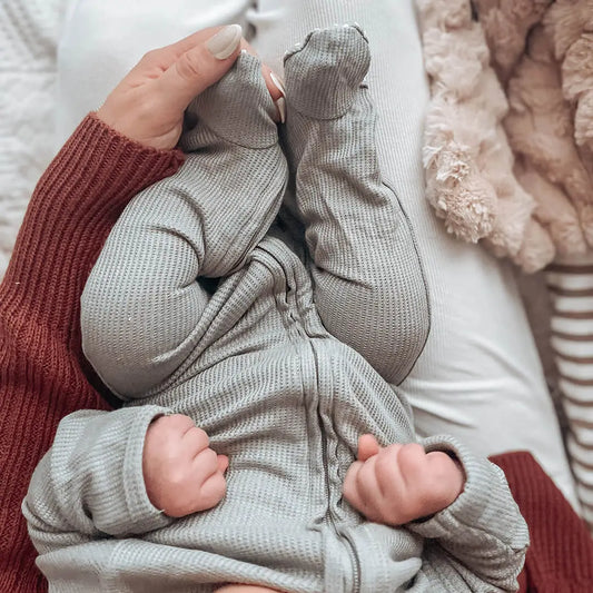 Eucalyptus Bamboo Waffle Zipper Footie