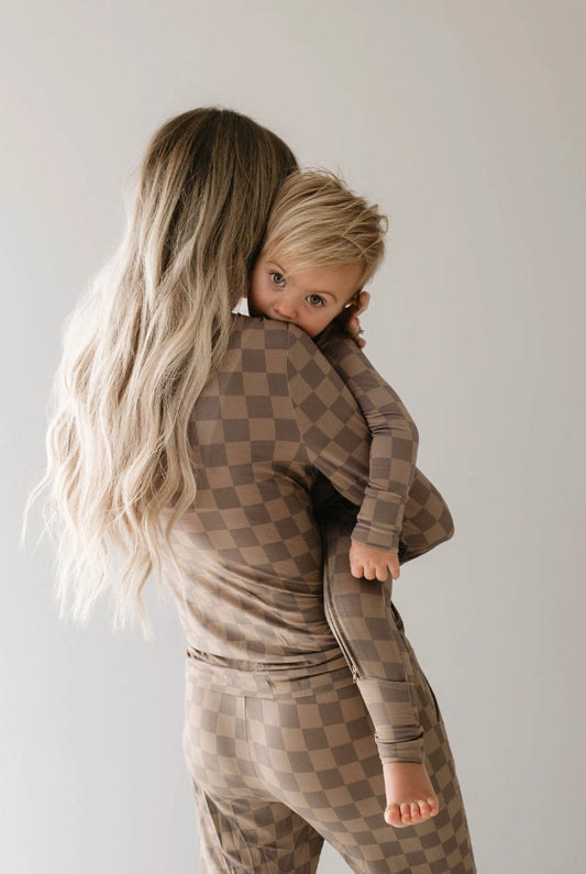 Child Sleepy Time Set | Faded Brown Checkerboard