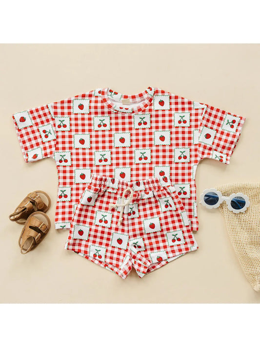 Shorts Set | Strawberry Gingham