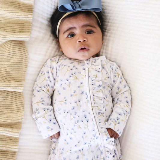 Blake's Blooms Bamboo Waffle Zipper Footie