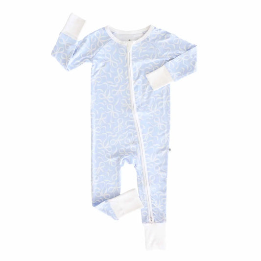 Blue-Tiful Bows Convertible Zip Romper