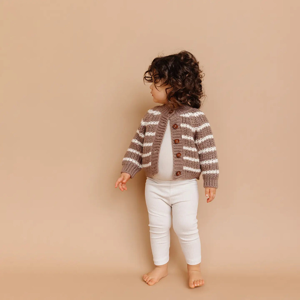 Rib Knit Cardigan Tan Sweater