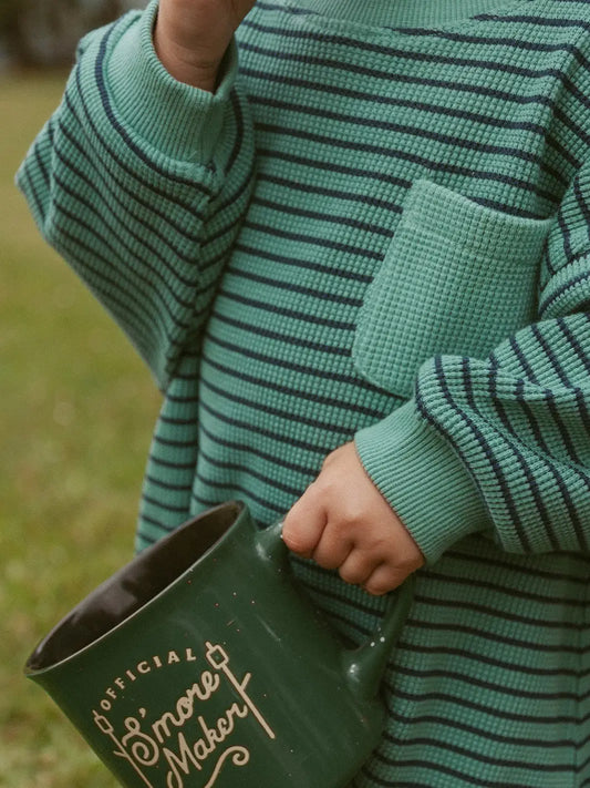 Sammy Romper in Thin Green Stripe