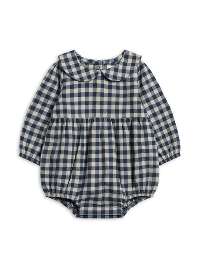 Myra Flannel Long Sleeve Peter Pan Collar Bubble Romper - Sw