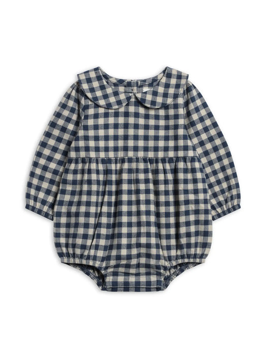 Myra Flannel Long Sleeve Peter Pan Collar Bubble Romper - Sw