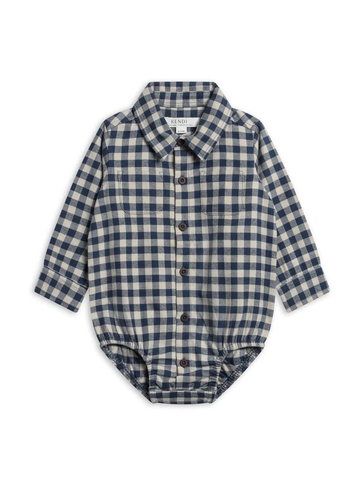 Roan Flannel Long Sleeve Collared Bodysuit - Swindon Plaid