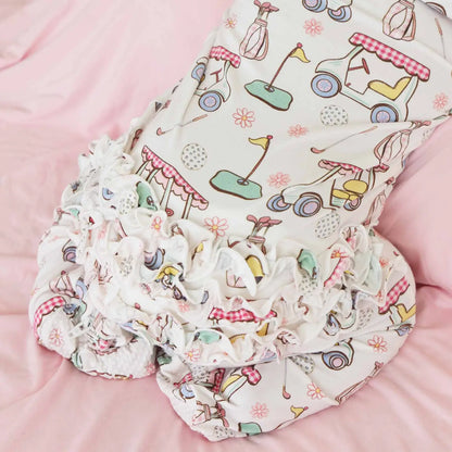 Country Club Cuties Ruffle Zipper Footie | Pink
