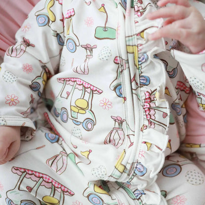 Country Club Cuties Ruffle Zipper Footie | Pink