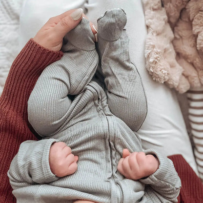 Eucalyptus Bamboo Waffle Zipper Footie