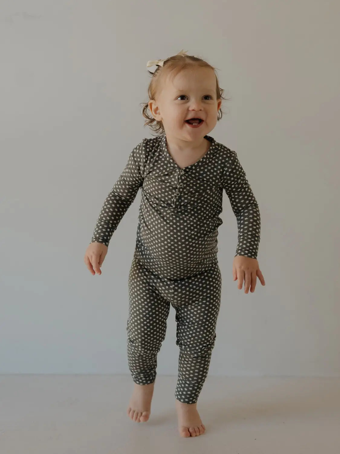 Bamboo Two Piece Pajamas | Green Flowers