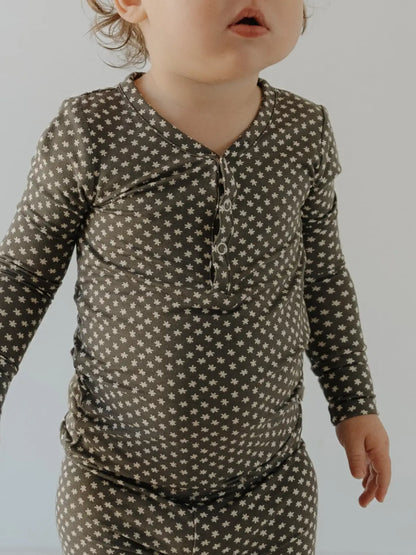 Bamboo Two Piece Pajamas | Green Flowers