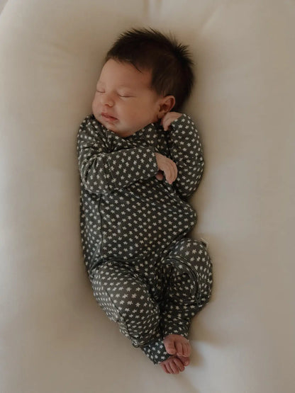 Bamboo Zip Pajamas | Green Flowers