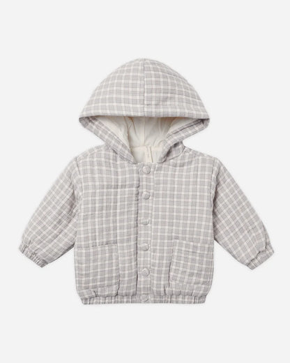 Hooded Woven Jacket Blue Gingham