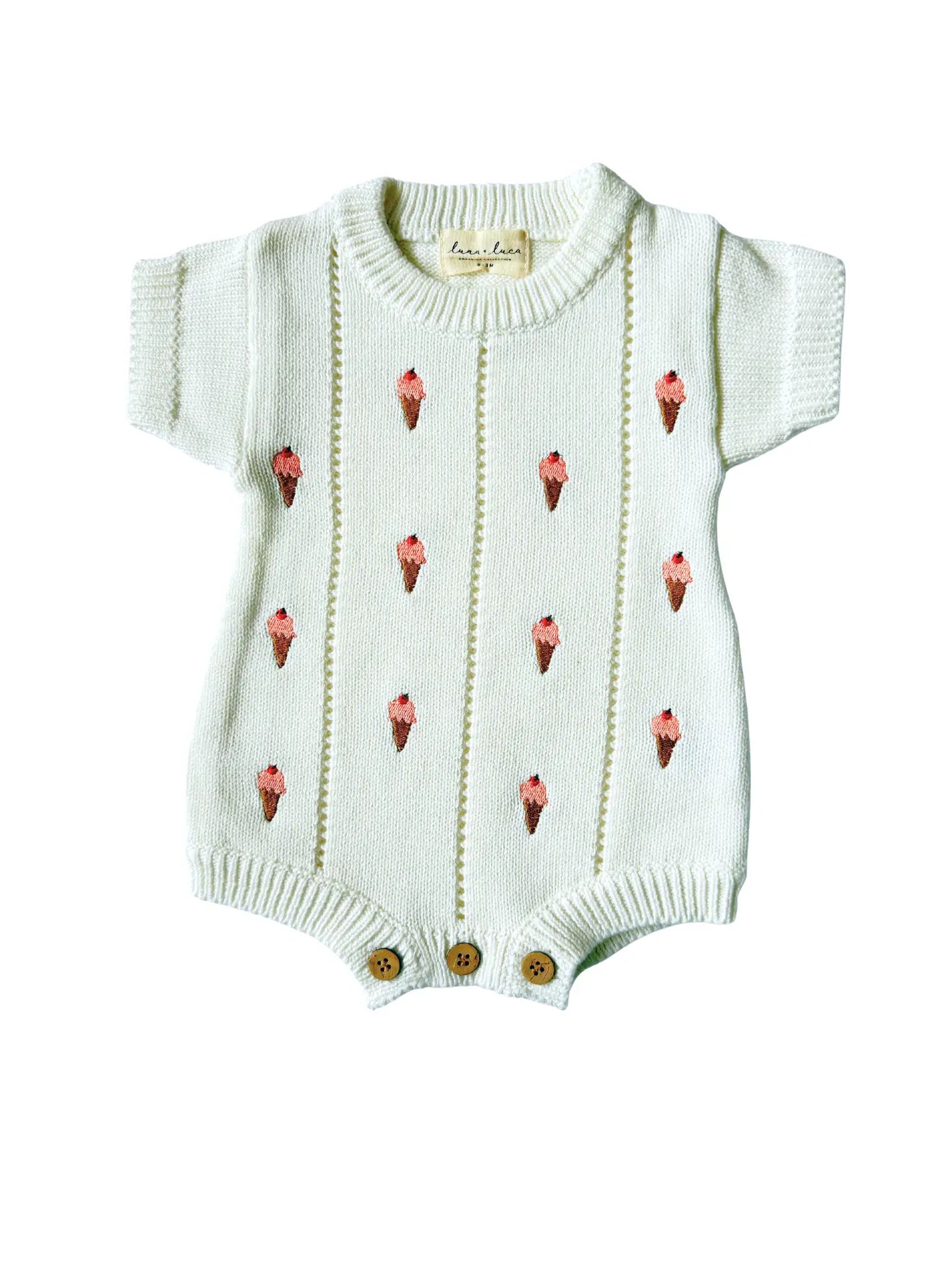 Ice Cream Embroidered Romper