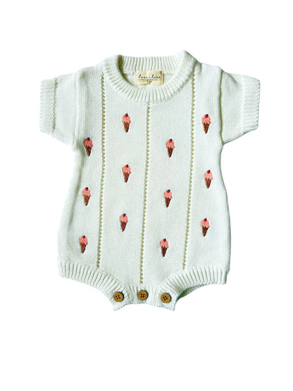 Ice Cream Embroidered Romper