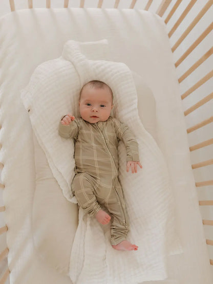 Bamboo Zip Pajamas | Linen Grid