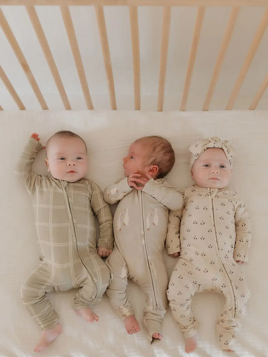 Bamboo Zip Pajamas | Linen Grid