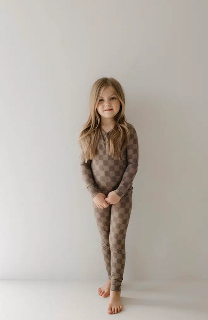 Child Sleepy Time Set | Faded Brown Checkerboard