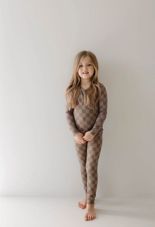 Child Sleepy Time Set | Faded Brown Checkerboard