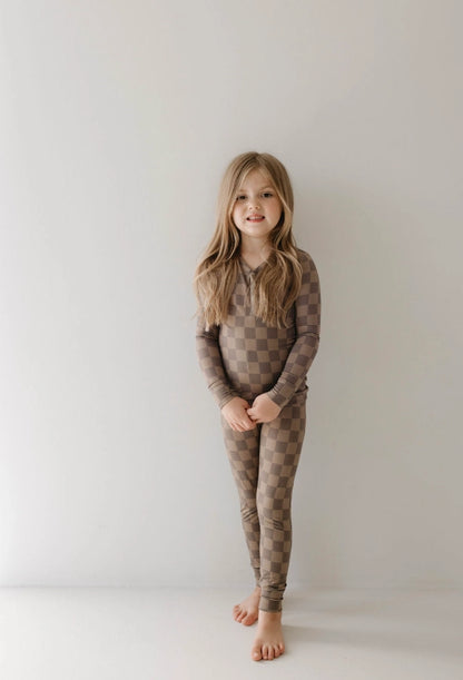 Child Sleepy Time Set | Faded Brown Checkerboard