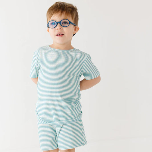 Stone Small Stripe Ribbed Shorts Two-Piece Set