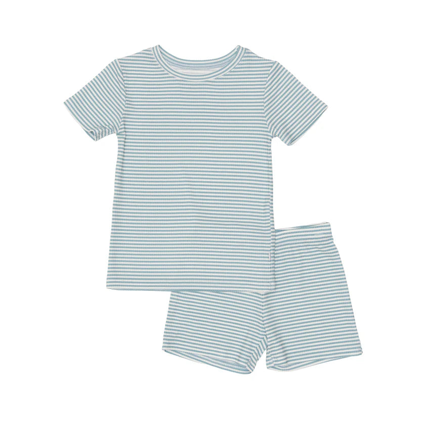 Stone Small Stripe Ribbed Shorts Two-Piece Set