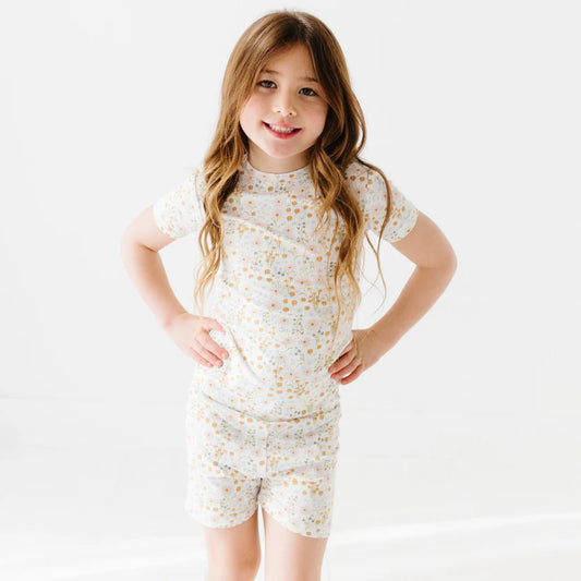 Whimsical Floral Small Ribbed Shorts Two-Piece Set