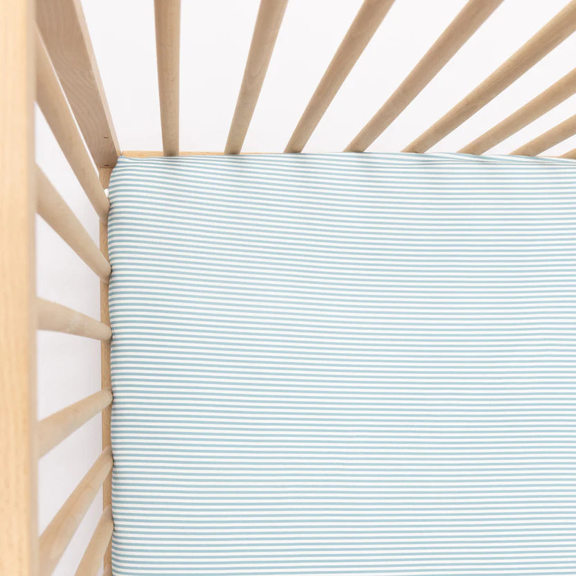 Stone Small Stripe Crib Sheet