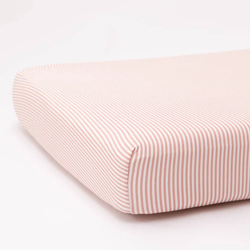 Blush Small Stripe Crib Sheet