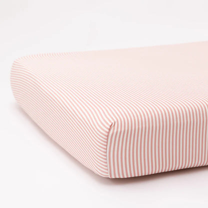 Blush Small Stripe Crib Sheet