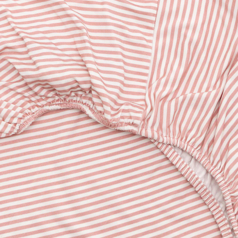 Blush Small Stripe Crib Sheet