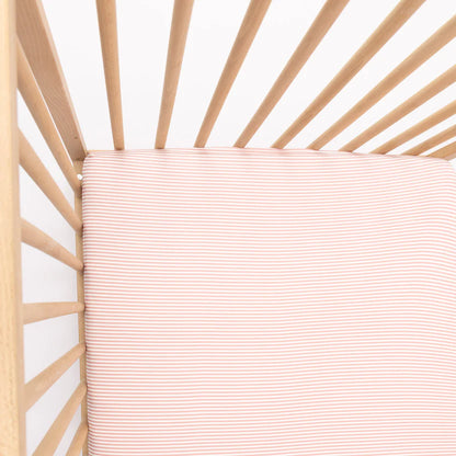 Blush Small Stripe Crib Sheet