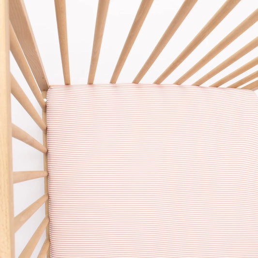 Blush Small Stripe Crib Sheet