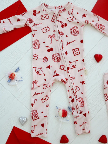 Love Letters Bamboo Zip Pajamas