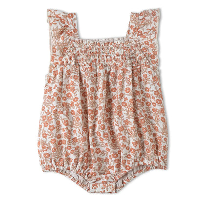 Organic Ruffle Sleeve Bubble Romper - Sienna