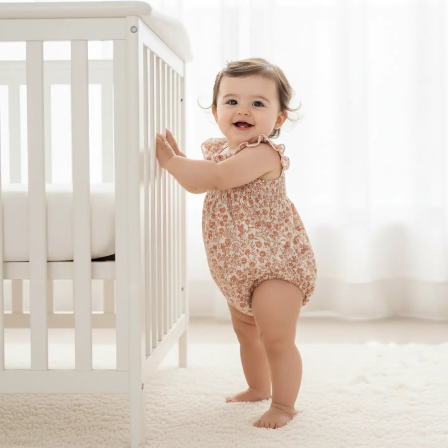 Organic Ruffle Sleeve Bubble Romper - Sienna
