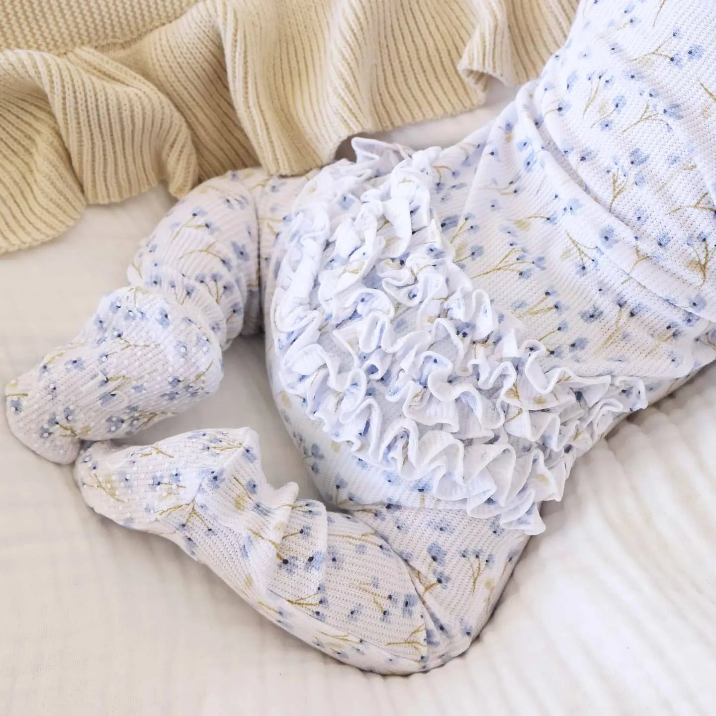 Blake's Blooms Bamboo Waffle Zipper Footie