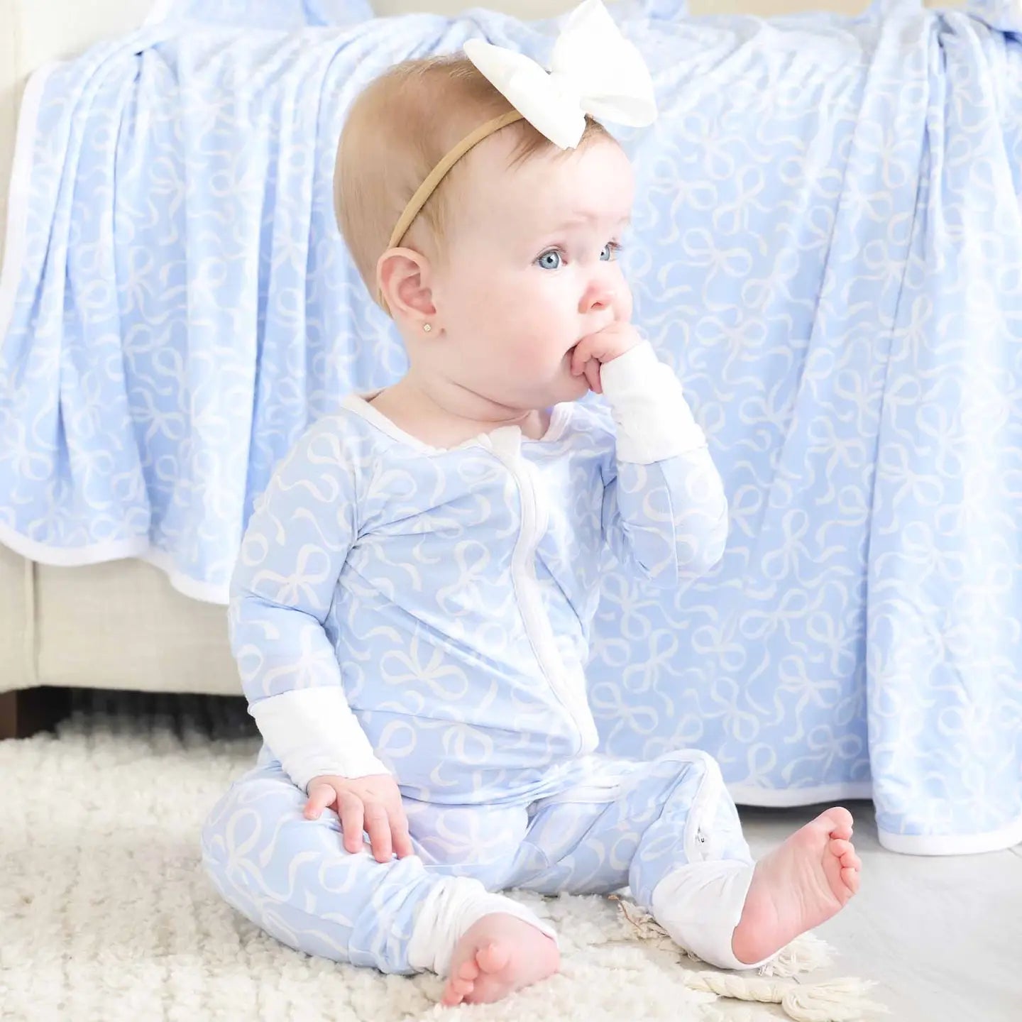 Blue-Tiful Bows Convertible Zip Romper