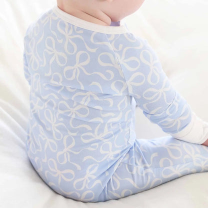 Blue-Tiful Bows Convertible Zip Romper