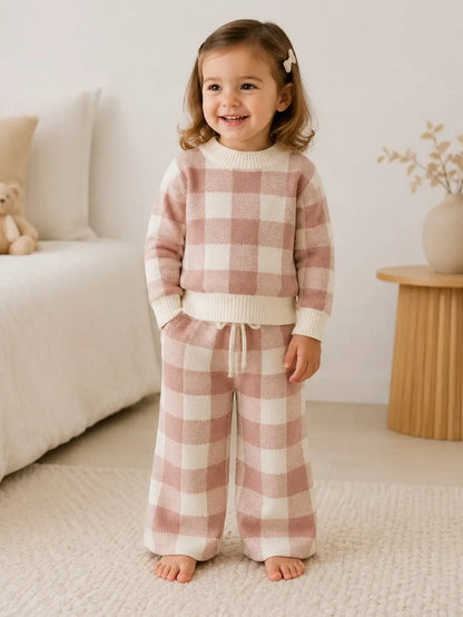 Blush Gingham Knit Set