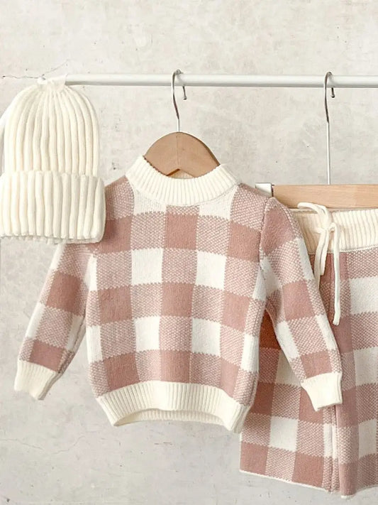 Blush Gingham Knit Set