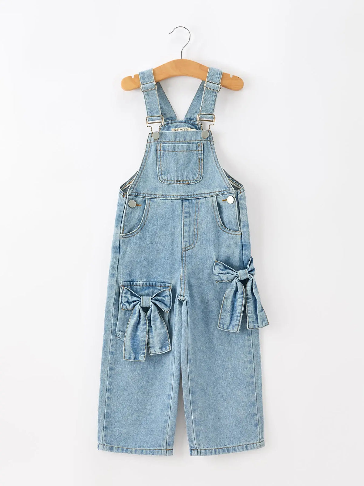 Bow Denim Girl Overalls Wide Leg Jumpsuit