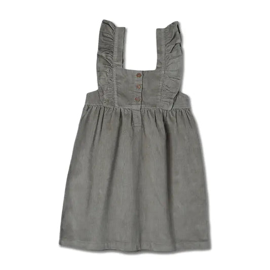 Organic Ruffle Corduroy Dress - Olive