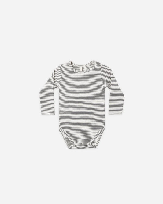 Waffle Long Sleeve Bodysuit Midnight Microstripe