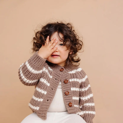 Rib Knit Cardigan Tan Sweater