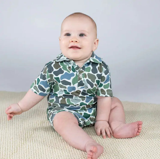 Pebble Camo - Polo Romper