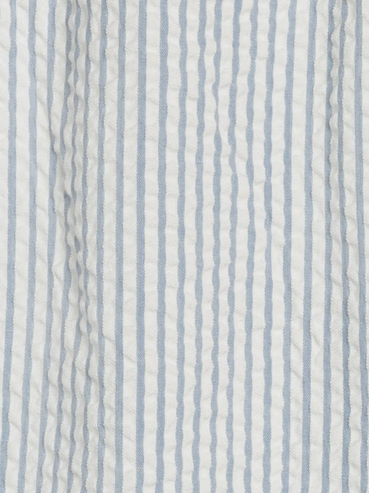 Rosalie Seersucker Ruffle Bubble Romper - Shore Stripe / Sea