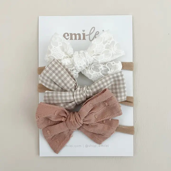 Nylon Stretchy Bow Headband Set (3)